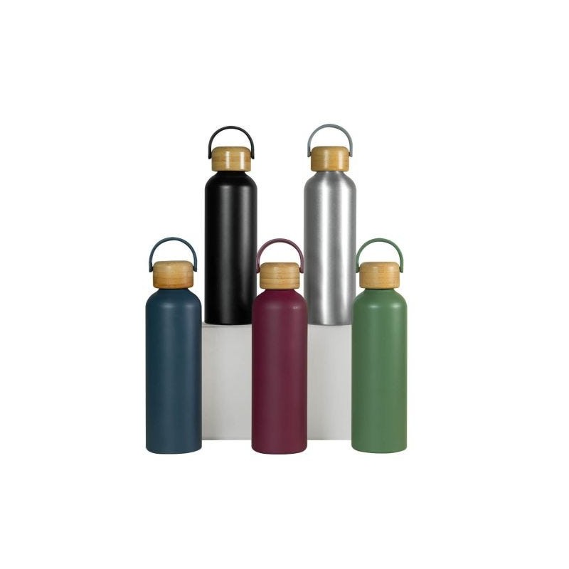 CILINDRO METALICO CON TAPA DE BAMBÚ LEGNA