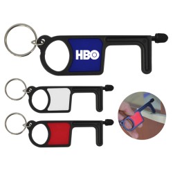 LLAVERO POINT DE PLASTICO CON TOUCH COLOR NEGRO CON CUADRO BLANCO