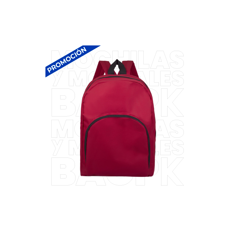 MOCHILA ESCOLAR DE POLIESTER CON CIERRES ROJO