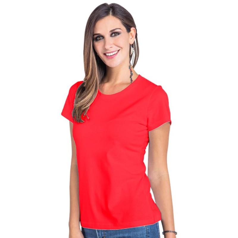 PLAYERA ROJO CUELLO REDONDO EUROCOTTON DAMA