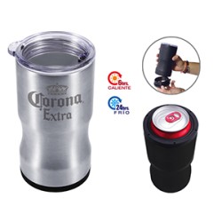 VASO TERMICO Y PORTA LATA DEUX DE ACERO INOXIDABLE