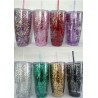 VASO DE ACRILICO GLITTER CON POPOTE DE 800 ML