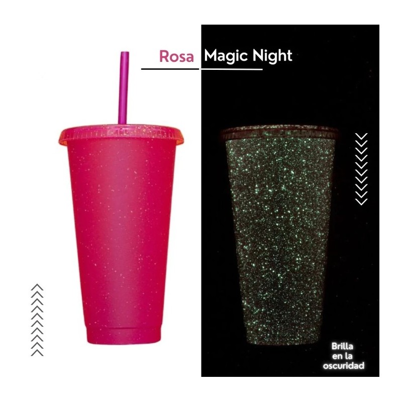 VASO SUN 24 ONZ. MAGIG NIGHT ROSADO (BRILLA EN LA OSCURIDAD)
