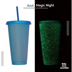 VASO SUN 24 ONZ. MAGIG NIGHT AZUL (BRILLA EN LA OSCURIDAD)