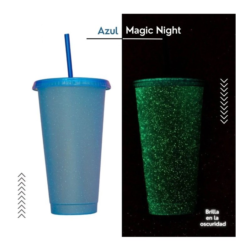 VASO SUN 24 ONZ. MAGIG NIGHT AZUL (BRILLA EN LA OSCURIDAD)