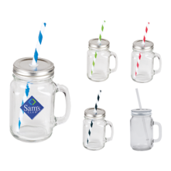 VASO DE VIDRIO FIZZ CON TAPA METALICA Y POPOTE
