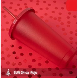 VASO SUN 24 ONZ ROJO NAVIDEÑO CON POPOTE