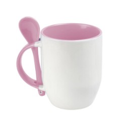 TAZA MAGGIE ROSA CON CUCHARA PARA SUBLIMAR