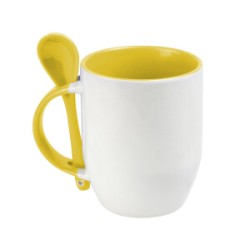 TAZA MAGGIE AMARILLA CON CUCHARA PARA SUBLIMAR