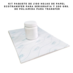 KIT PAQUETE DE (100 HOJAS DE PAPEL ECOTRANSFER PARA SERIGRAFIA Y 200 GRS. DE POLIAMIDA PARA TRANSFER)