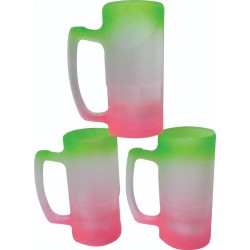 TARRO CERVECERO PARA SUBLIMACION GLASEADO TRICOLOR DE 16 ONZ.